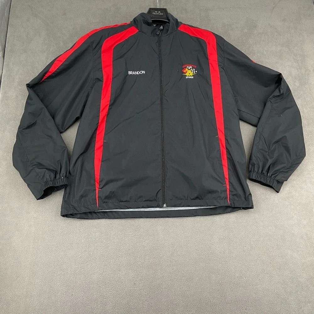 Sport Tek Corvette Club Of Utah Jacket Mens XL Black Logo Brandon Full Zip